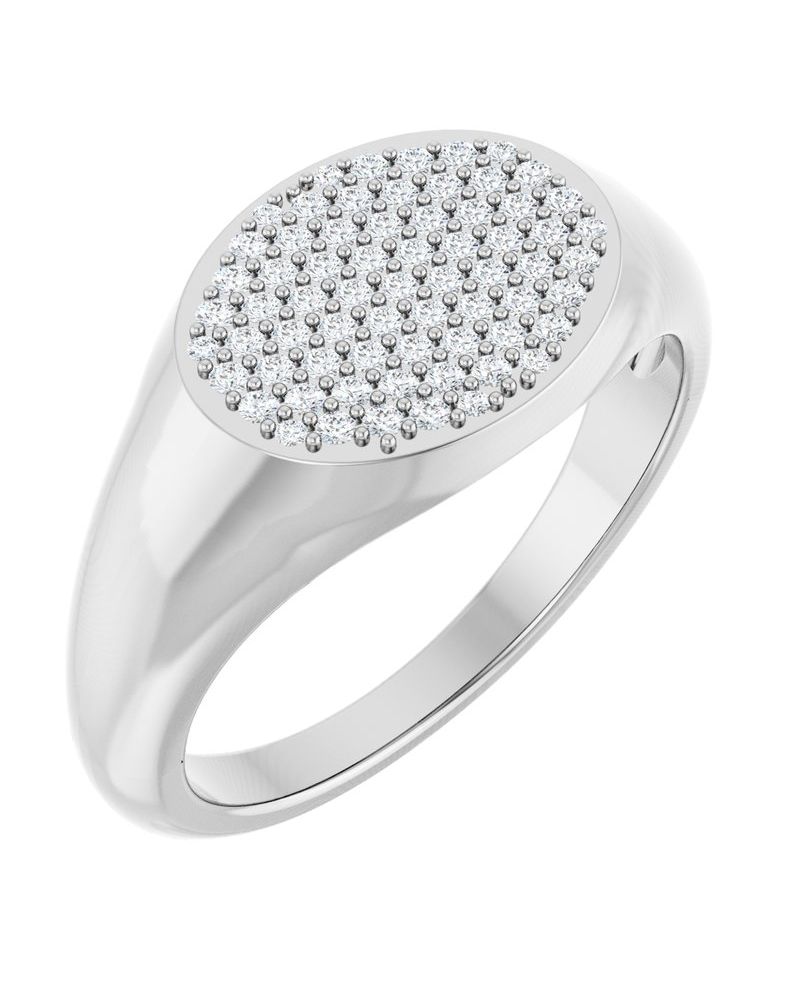 Anel Cluster Chevalier Pavê em Ouro 14k com Diamantes Naturais