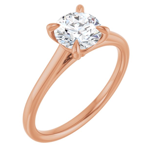 Anel Solitário de Noivado com Garras em Ouro 14k com Diamante Natural – Rosé 14k