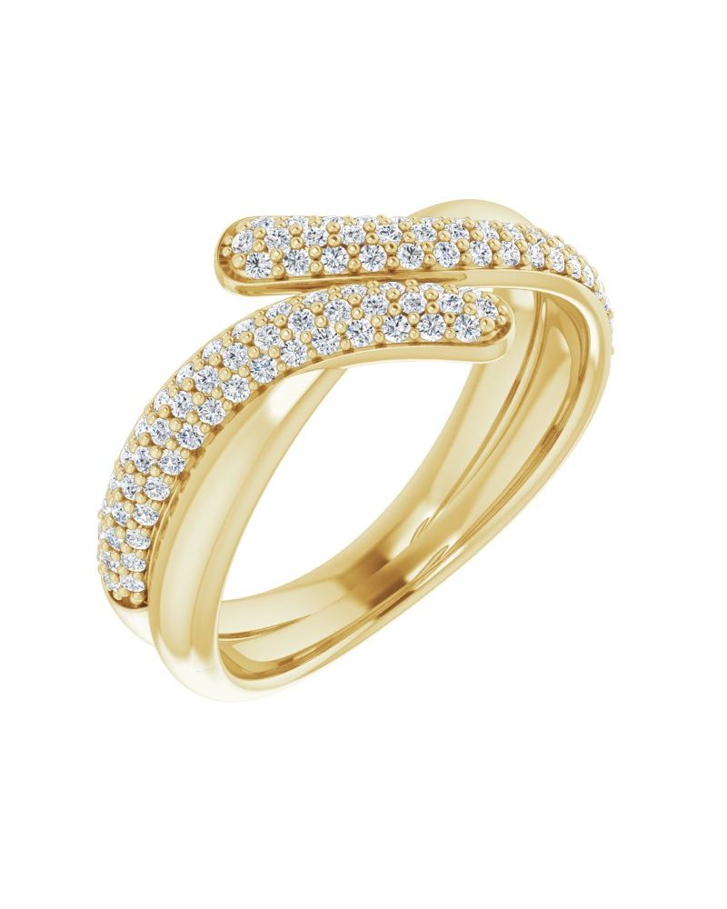 Anel Bypass Pavê em Ouro 14k com Diamantes Naturais – Modelo 2