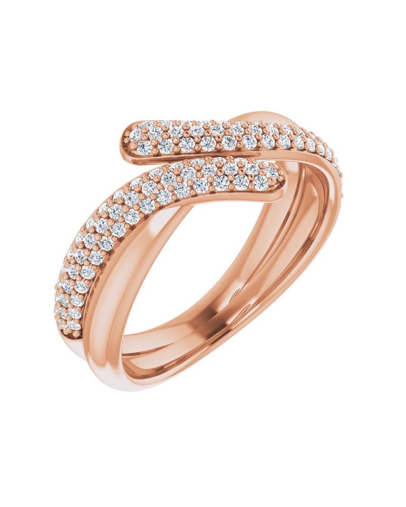 Anel Bypass Pavê em Ouro 14k com Diamantes Naturais – Modelo 2