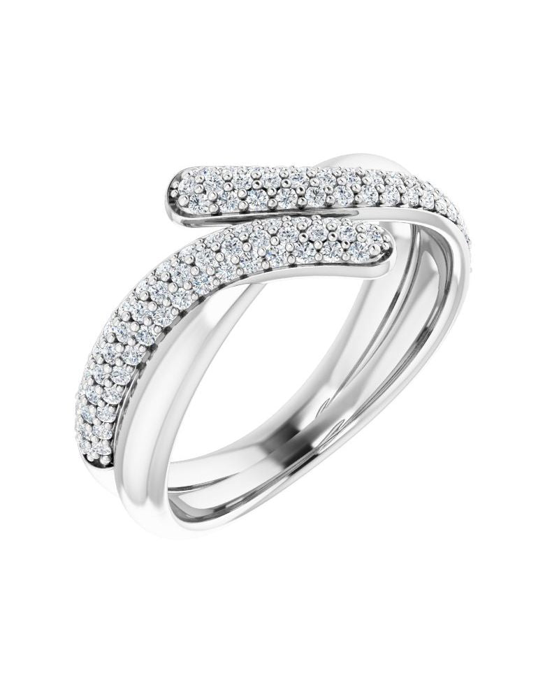 Anel Bypass Pavê em Ouro 14k com Diamantes Naturais – Modelo 2