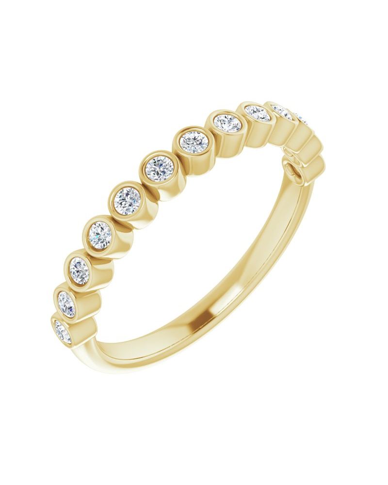 Anel com Cravação Bezel Empilhável em Ouro 14k com Diamantes Naturais – Modelo 4
