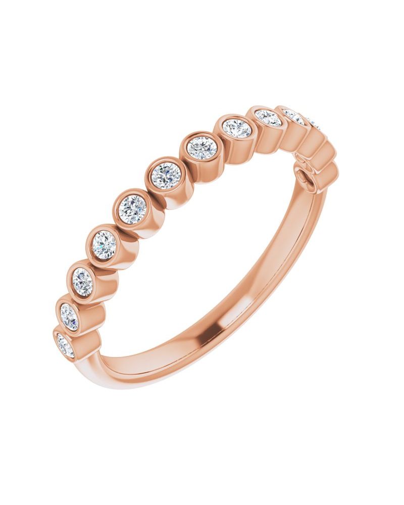 Anel com Cravação Bezel Empilhável em Ouro 14k com Diamantes Naturais – Modelo 4