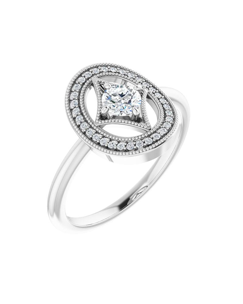 Anel Halo em Ouro 14k com Diamantes Naturais