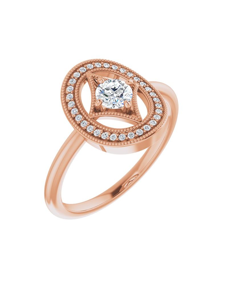 Anel Halo em Ouro 14k com Diamantes Naturais