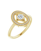 Anel Halo em Ouro 14k com Diamantes Naturais