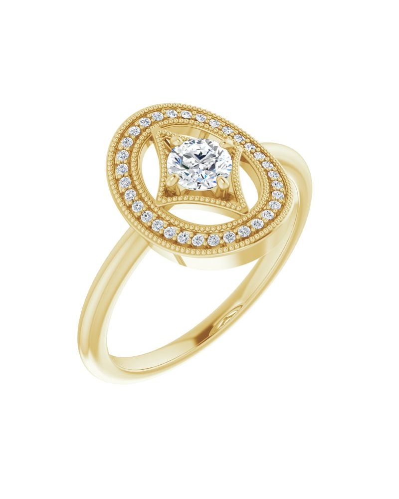 Anel Halo em Ouro 14k com Diamantes Naturais
