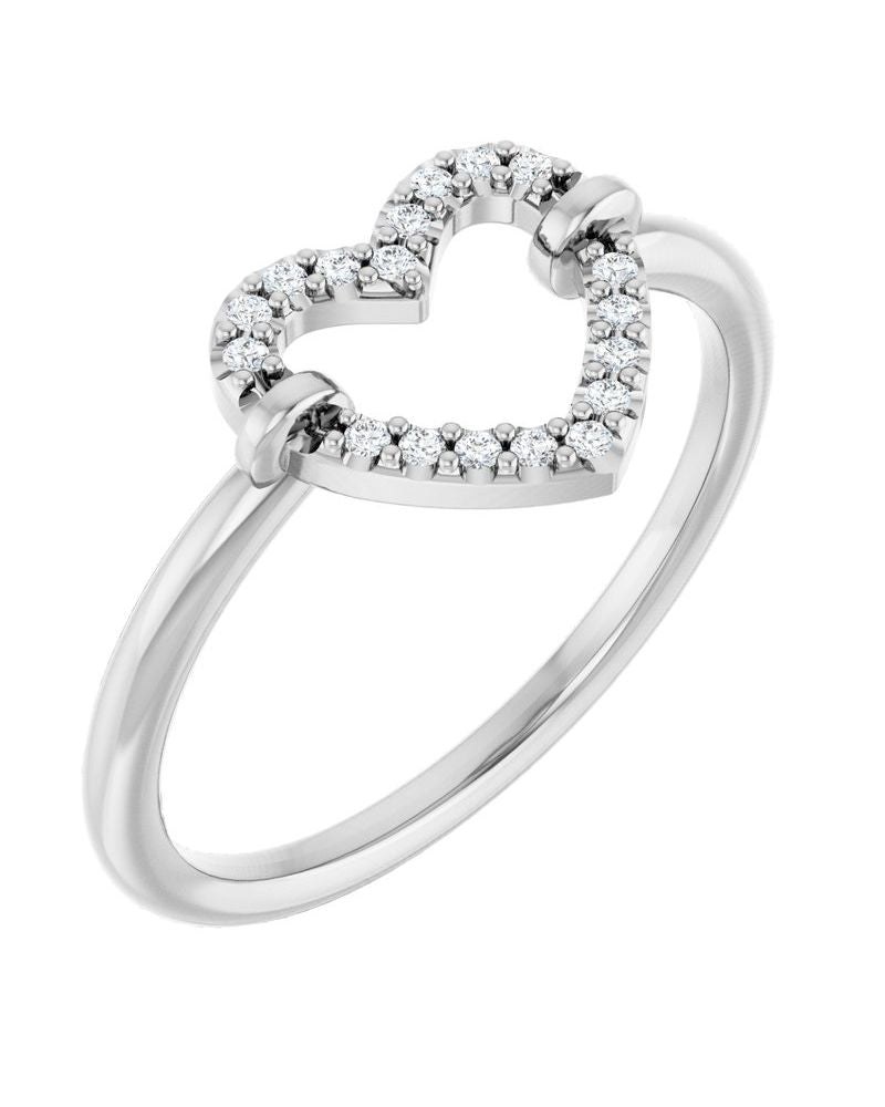 Anel Coração em Ouro 14k com Diamantes Naturais – Modelo 3