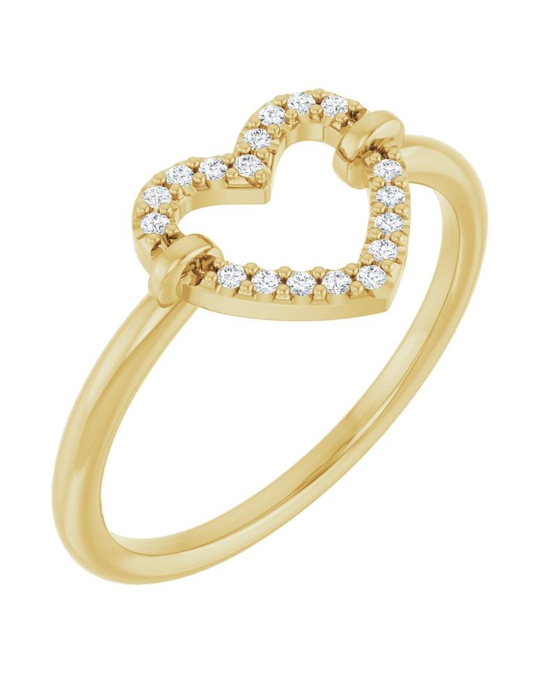 Anel Coração em Ouro 14k com Diamantes Naturais – Modelo 3