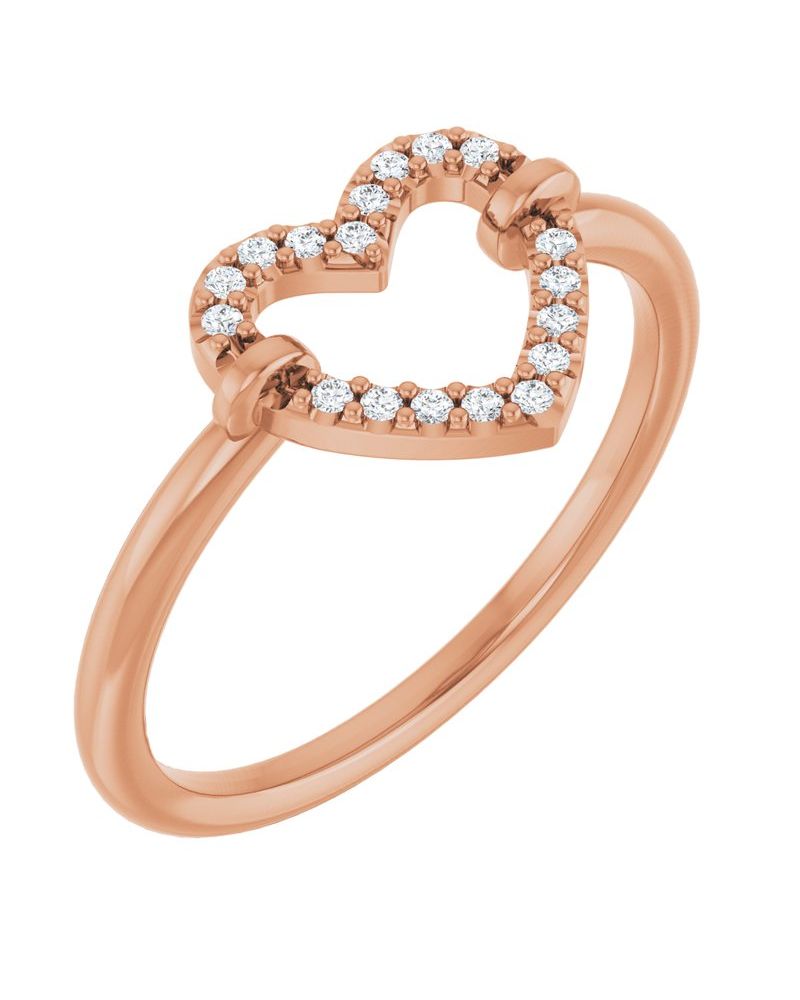 Anel Coração em Ouro 14k com Diamantes Naturais – Modelo 3