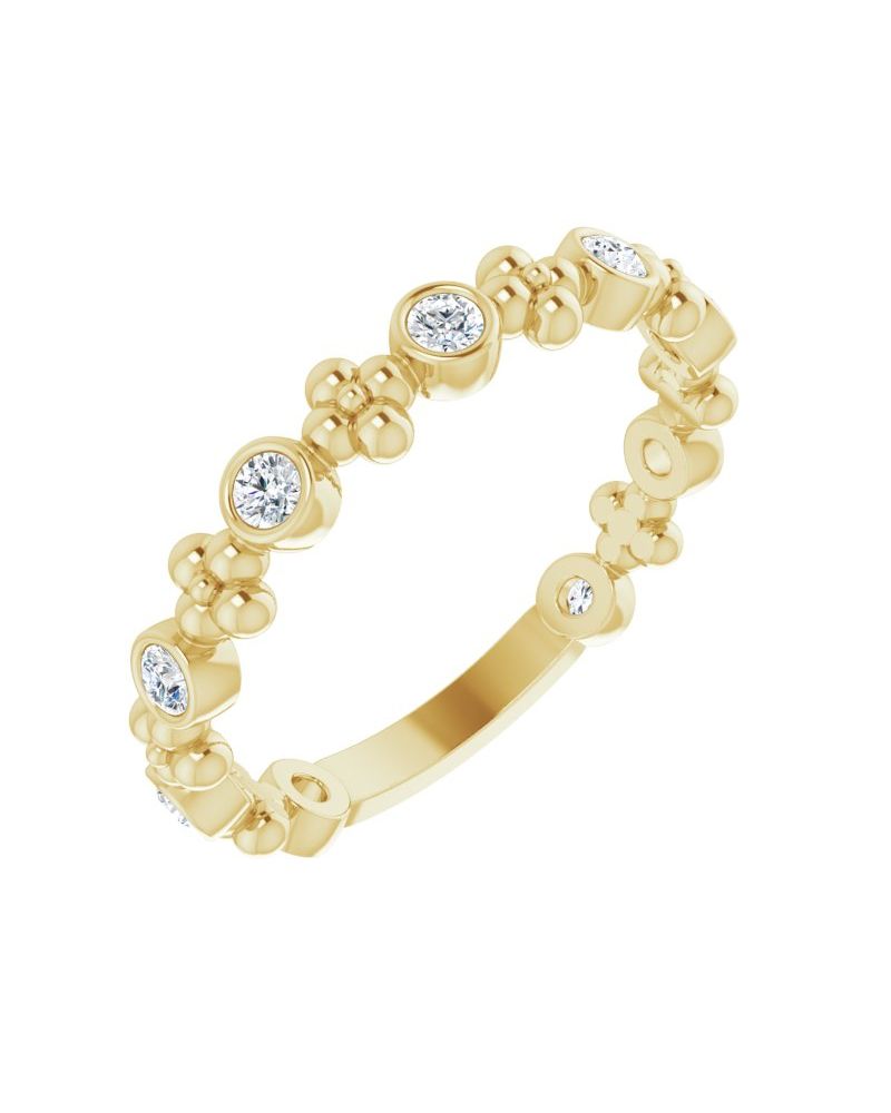 Anel Bolinhas em Ouro 14k com Diamantes Naturais – Modelo 2