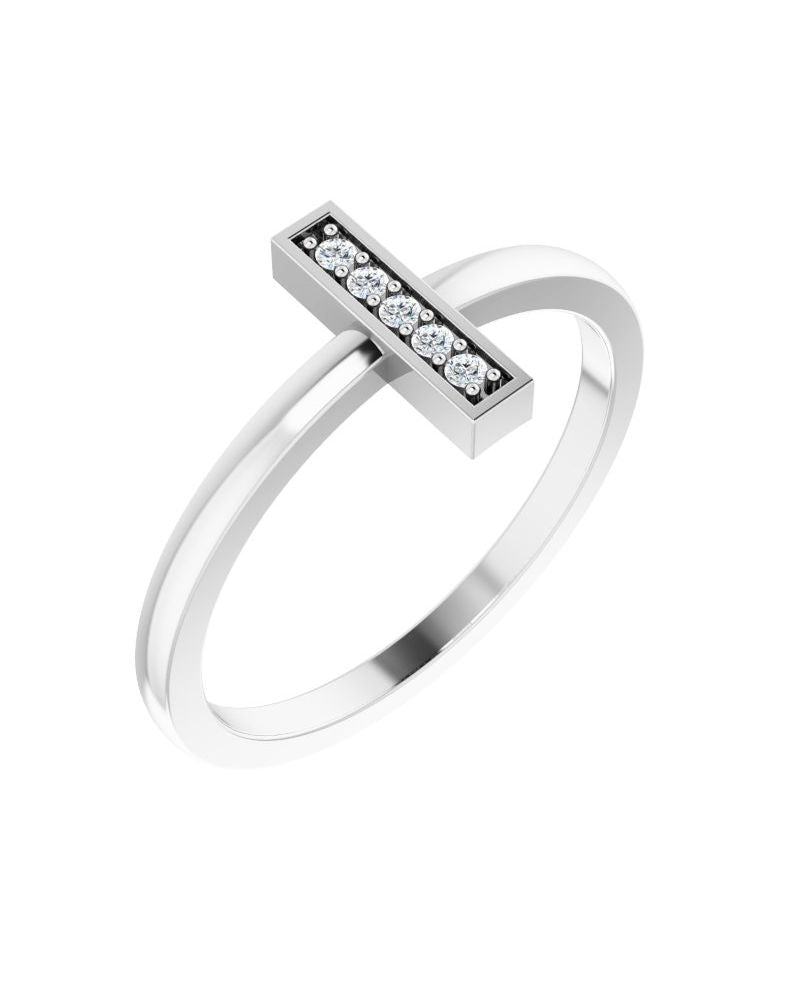 Anel Barra em Ouro 14k com Diamantes Naturais – Modelo 3