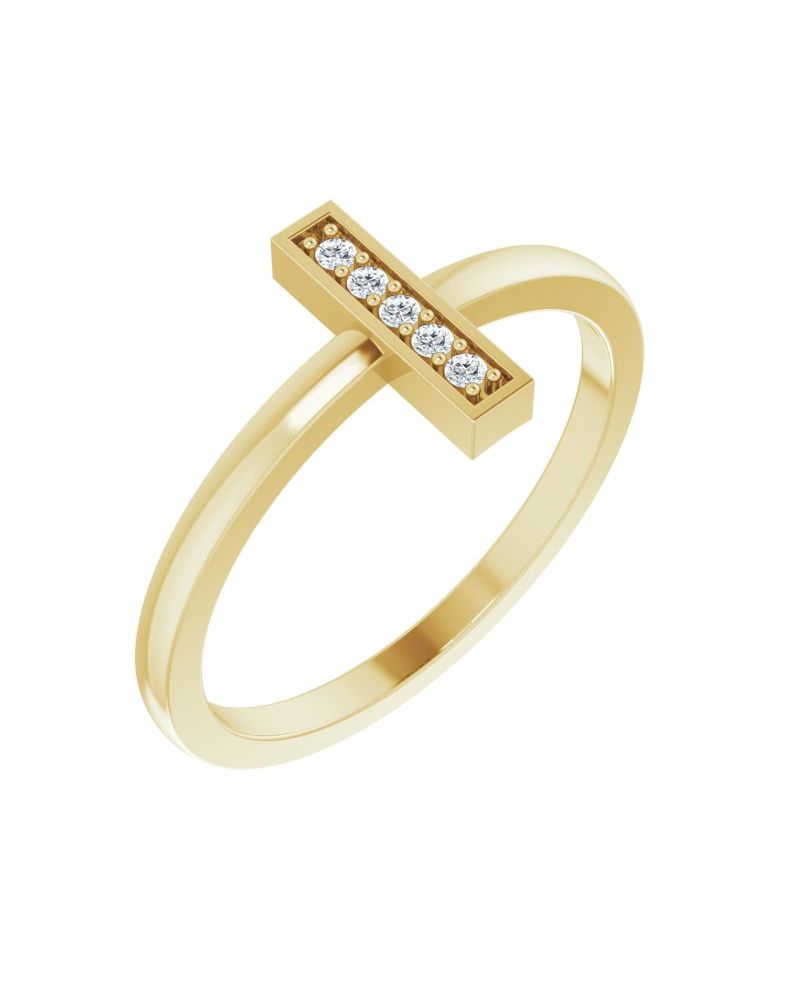 Anel Barra em Ouro 14k com Diamantes Naturais – Modelo 3