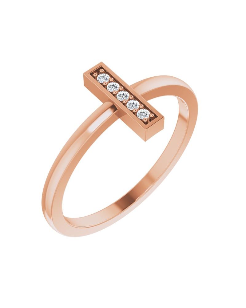 Anel Barra em Ouro 14k com Diamantes Naturais – Modelo 3