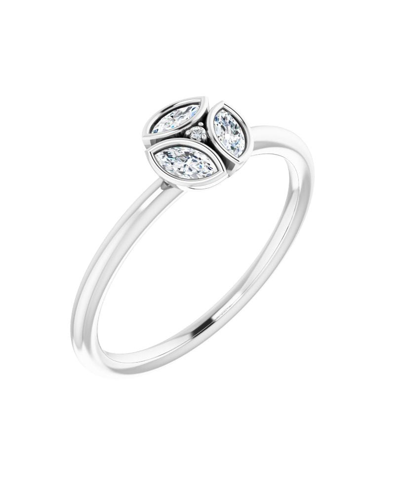 Anel Cluster em Ouro 14k com Diamantes Naturais – Modelo 3
