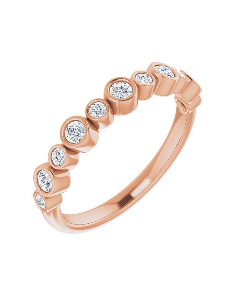 Anel com Cravação Bezel em Ouro 14k com Diamantes Naturais