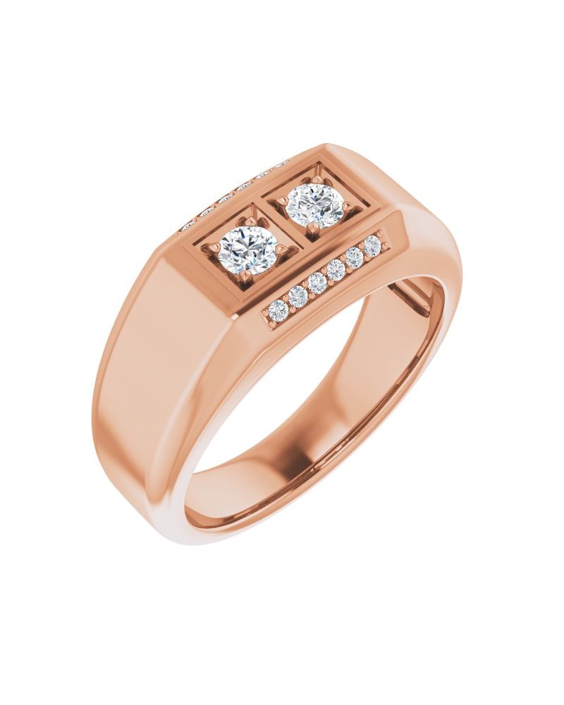 Anel Duas Pedras em Ouro 14k com Diamantes Naturais – Modelo 6