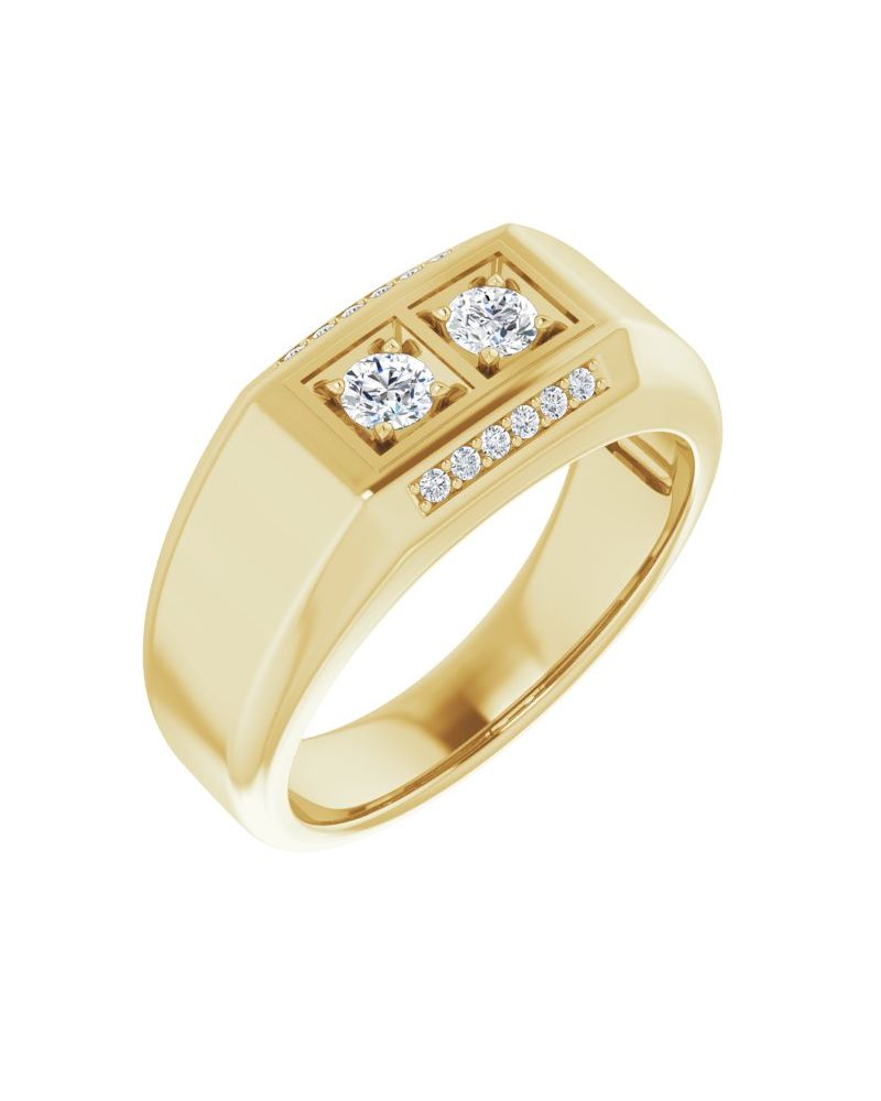 Anel Duas Pedras em Ouro 14k com Diamantes Naturais – Modelo 6