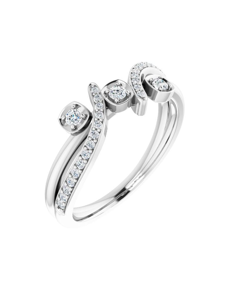 Anel Bypass em Ouro 14k com Diamantes Naturais – Modelo 7