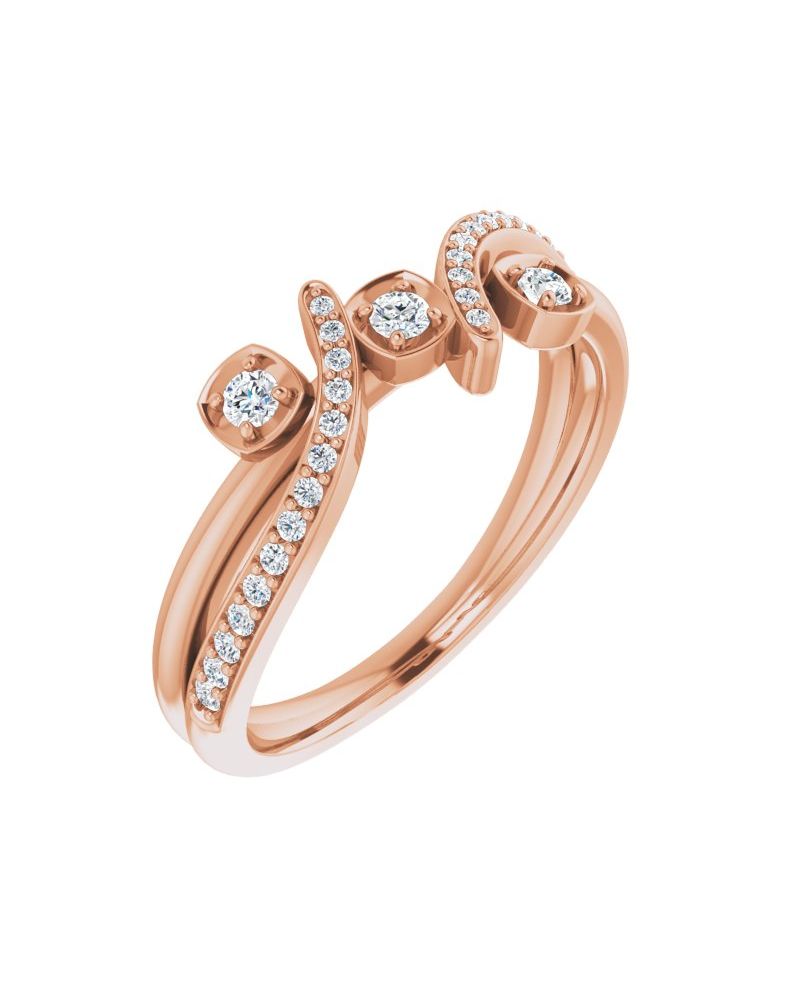 Anel Bypass em Ouro 14k com Diamantes Naturais – Modelo 7