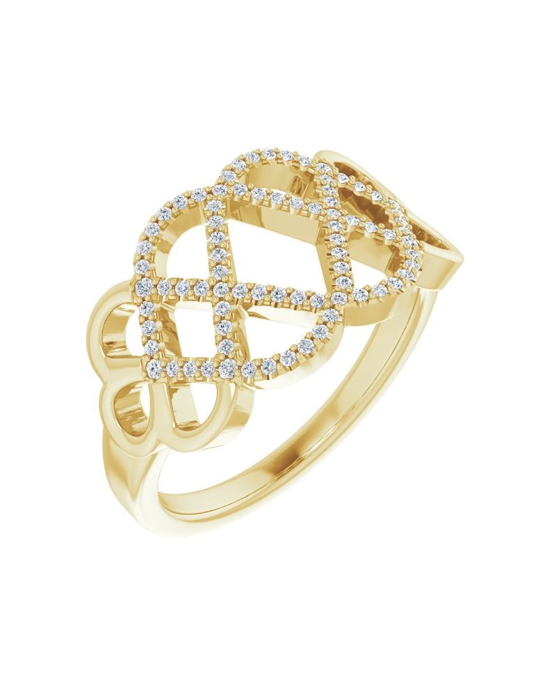 Anel Trançado em Ouro 14k com Diamantes Naturais