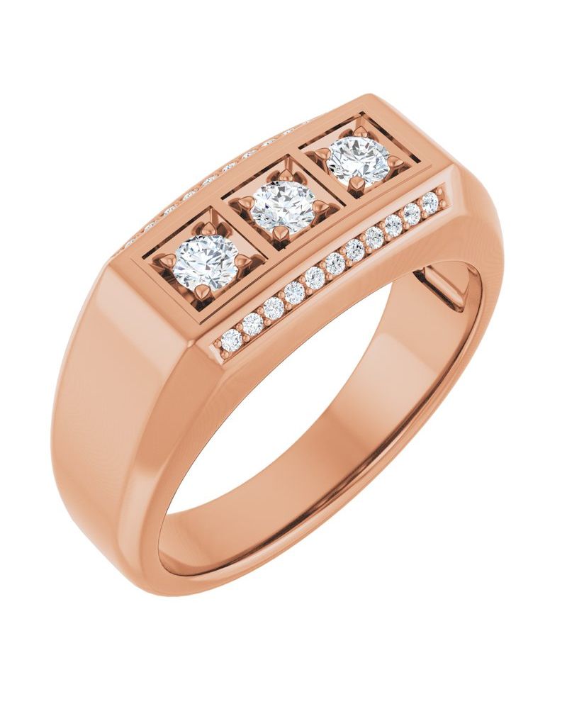 Anel Três Pedras em Ouro 14k com Diamantes Naturais – Modelo 6