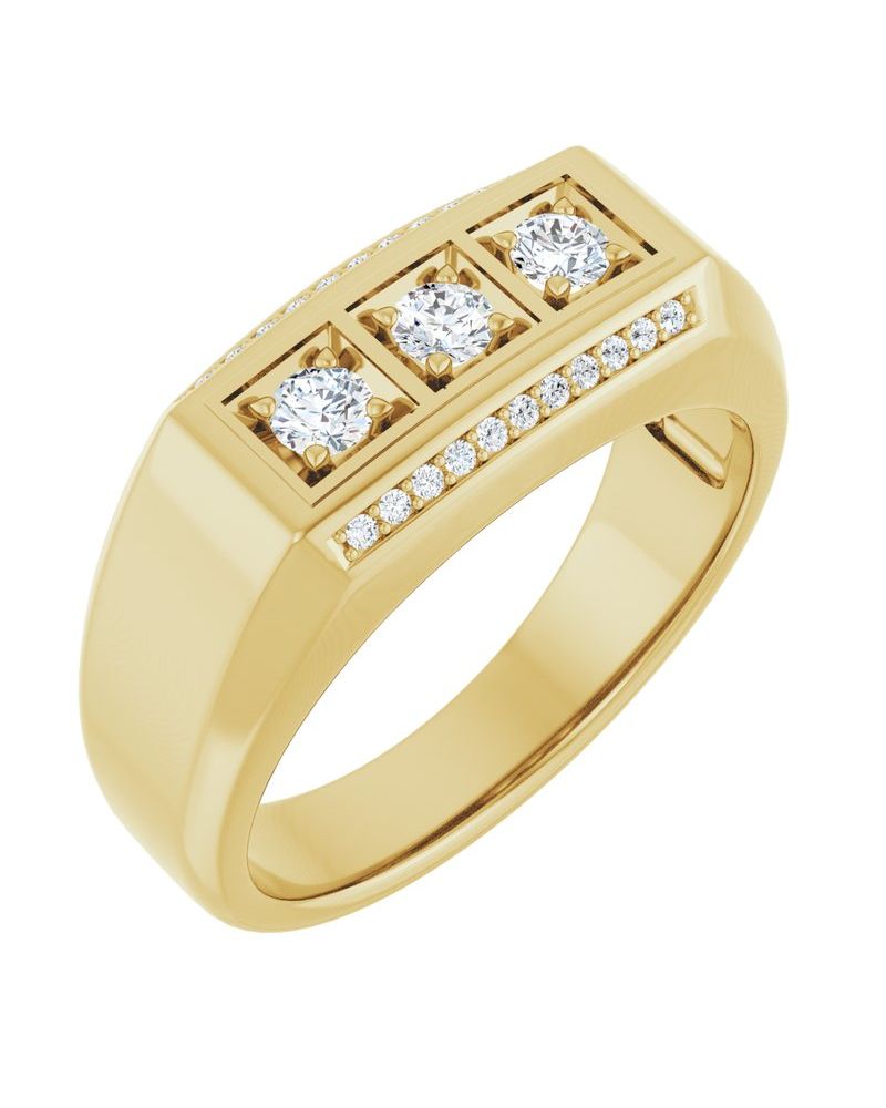 Anel Três Pedras em Ouro 14k com Diamantes Naturais – Modelo 6