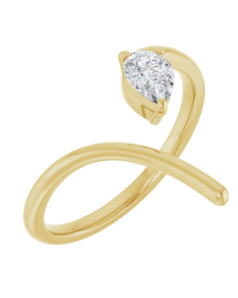 Anel Vazado em Ouro 14k com Diamantes de Laboratório