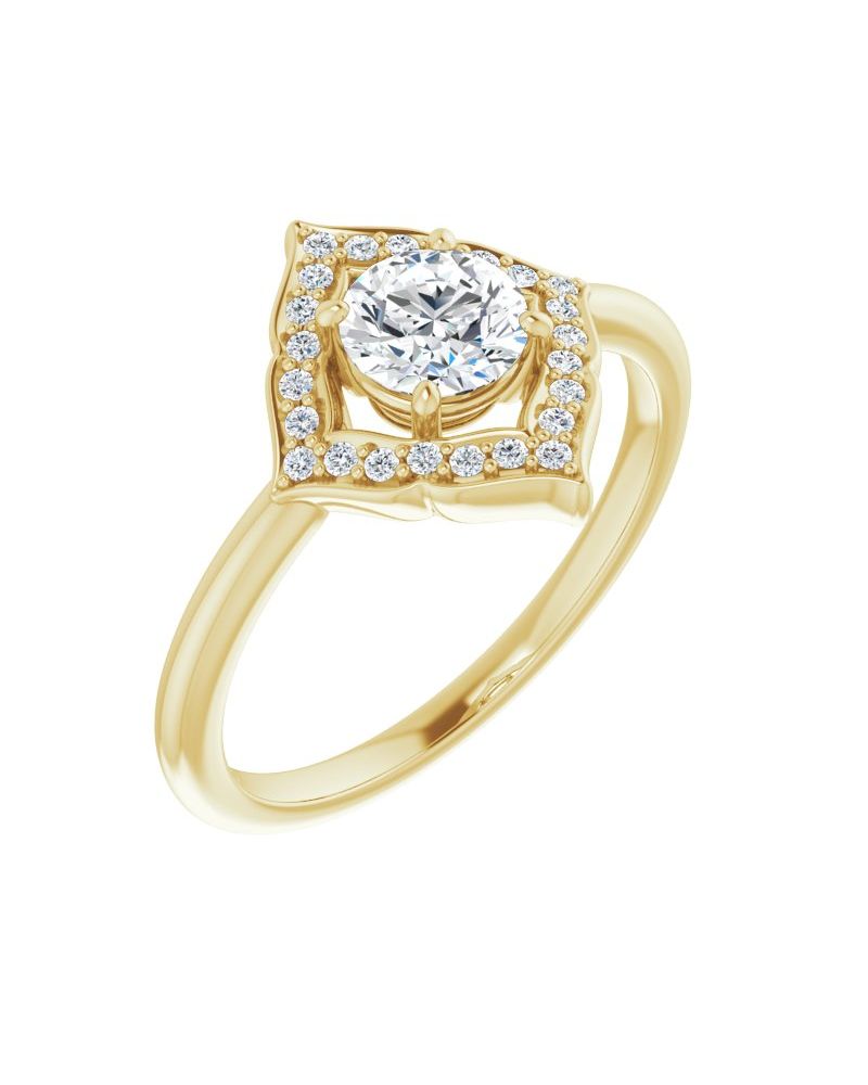 Anel Vintage Halo em Ouro 14k com Diamantes Naturais