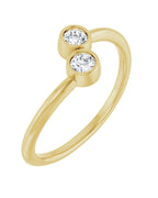 Anel Duas Pedras em Ouro 14k com Diamantes Naturais