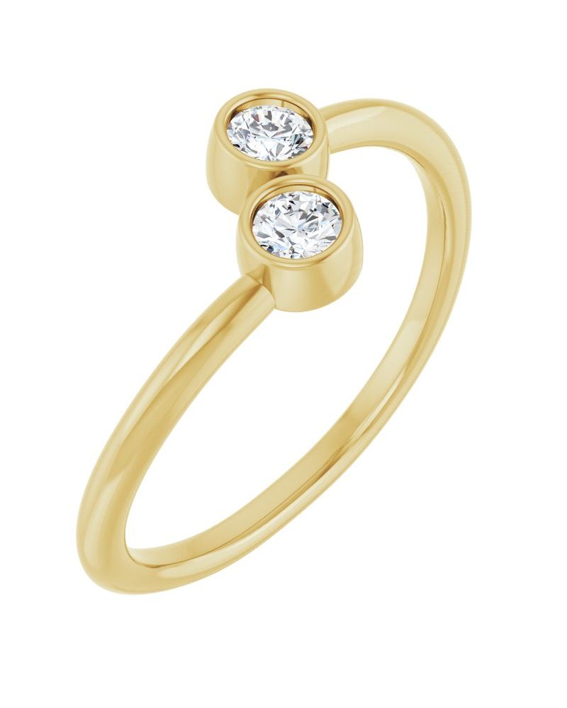 Anel Duas Pedras em Ouro 14k com Diamantes Naturais