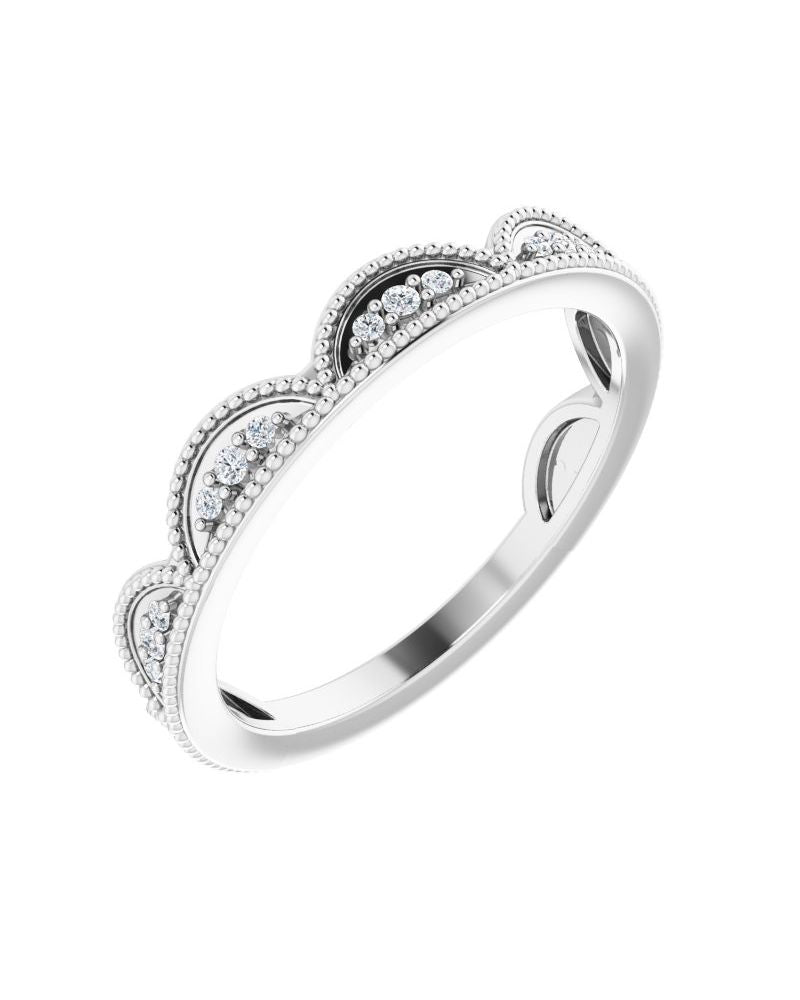 Anel Coroa Cravejado Empilhável em Ouro 14k com Diamantes Naturais – Modelo 2