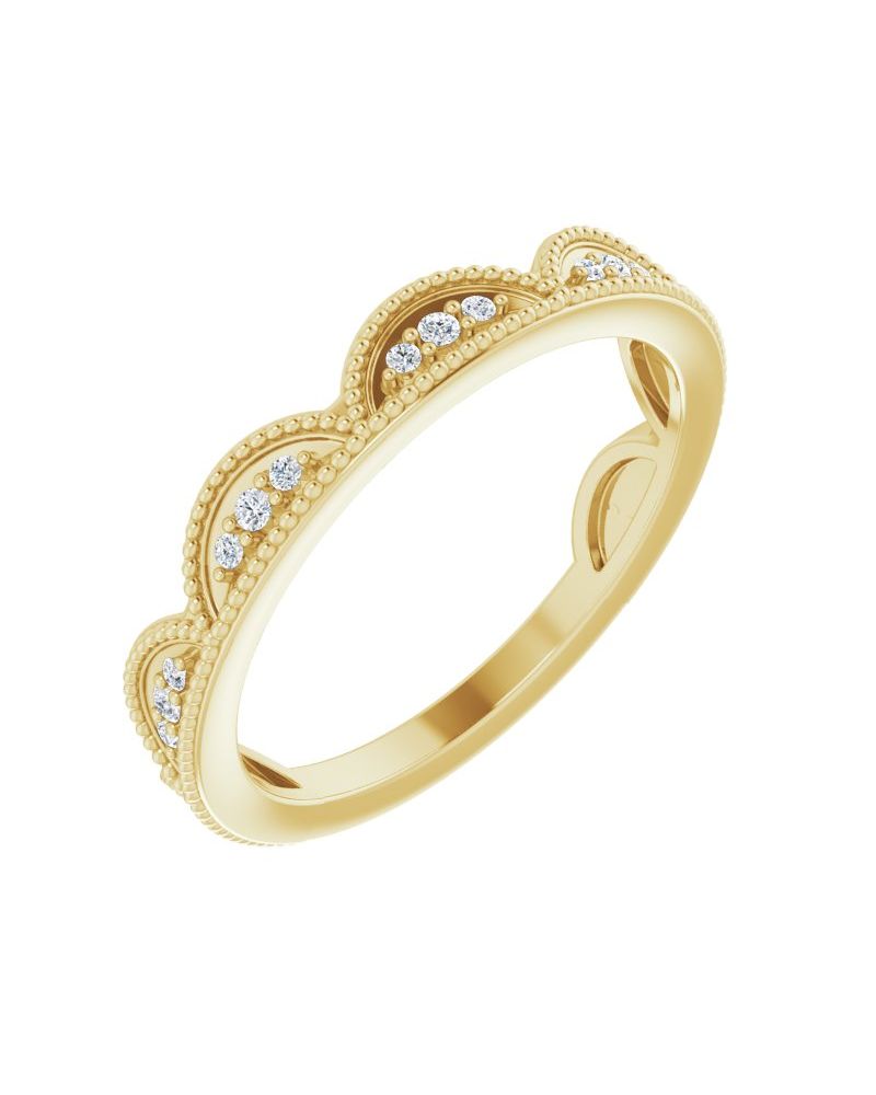 Anel Coroa Cravejado Empilhável em Ouro 14k com Diamantes Naturais – Modelo 2