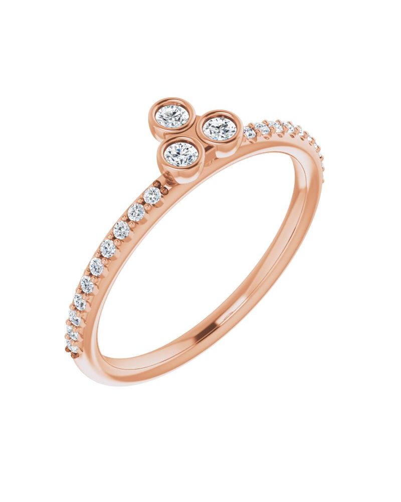 Anel Assimétrico Empilhável em Ouro 14k com Diamantes Naturais – Modelo 2