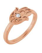 Anel Hamsá em Ouro 14k com Diamantes Naturais