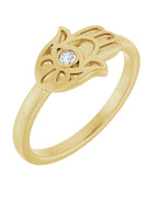 Anel Hamsá em Ouro 14k com Diamantes Naturais