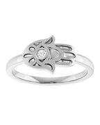 Anel Hamsá em Ouro 14k com Diamantes Naturais