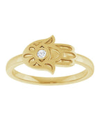 Anel Hamsá em Ouro 14k com Diamantes Naturais