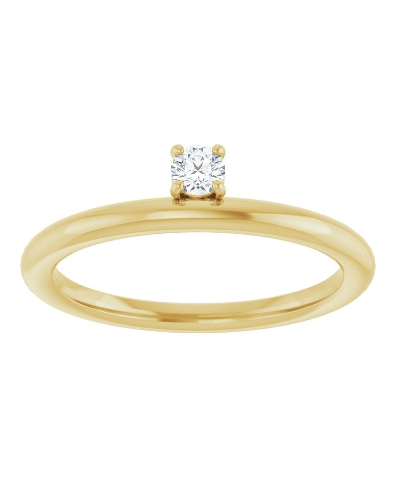 Anel Assimétrico Empilhável em Ouro 14k com Diamantes de Laboratório