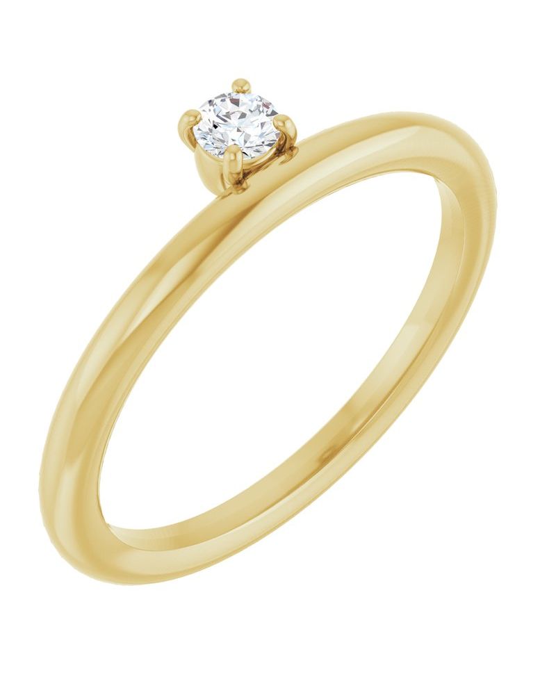 Anel Assimétrico Empilhável em Ouro 14k com Diamantes Naturais