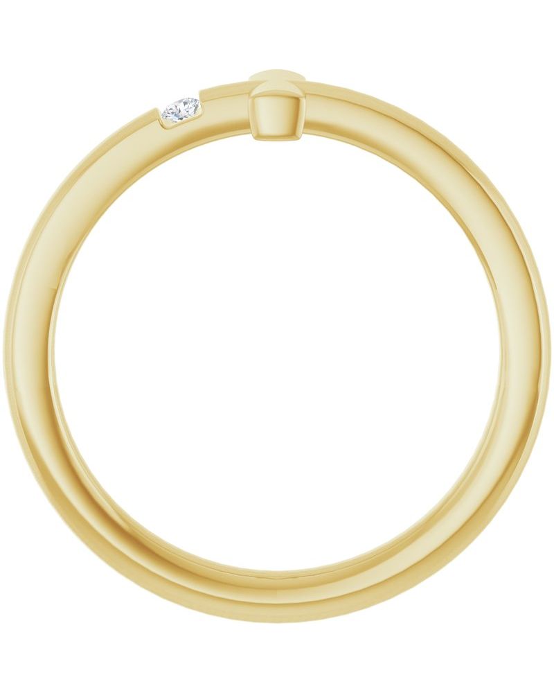 Anel Cruz Horizontal Infantil em Ouro 14k com Diamantes Naturais