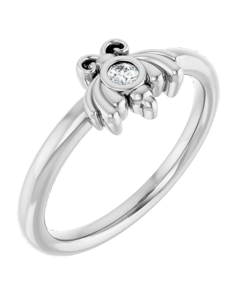 Anel Abelha Infantil em Ouro 14k com Diamantes Naturais
