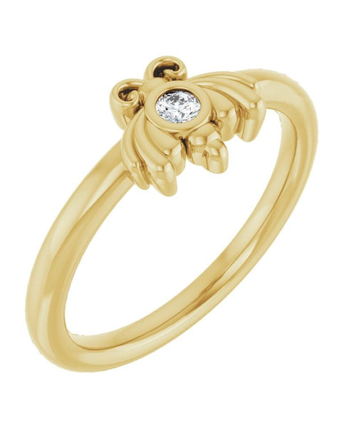 Anel Abelha Infantil em Ouro 14k com Diamantes Naturais
