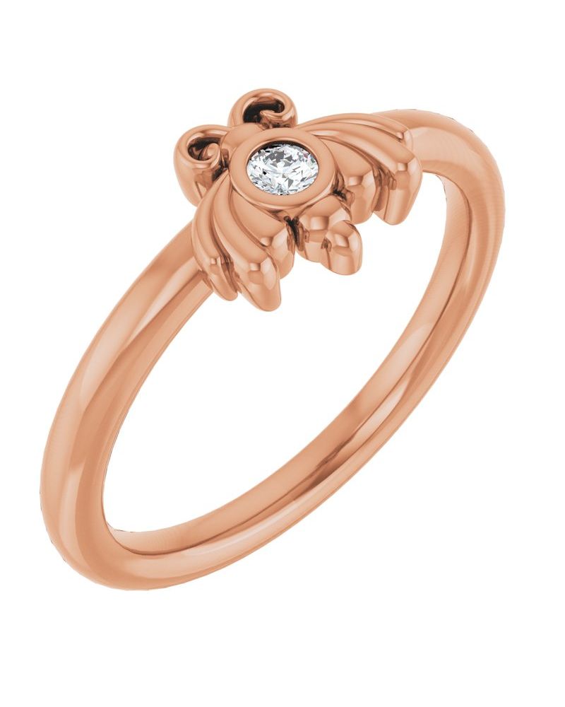 Anel Abelha Infantil em Ouro 14k com Diamantes Naturais