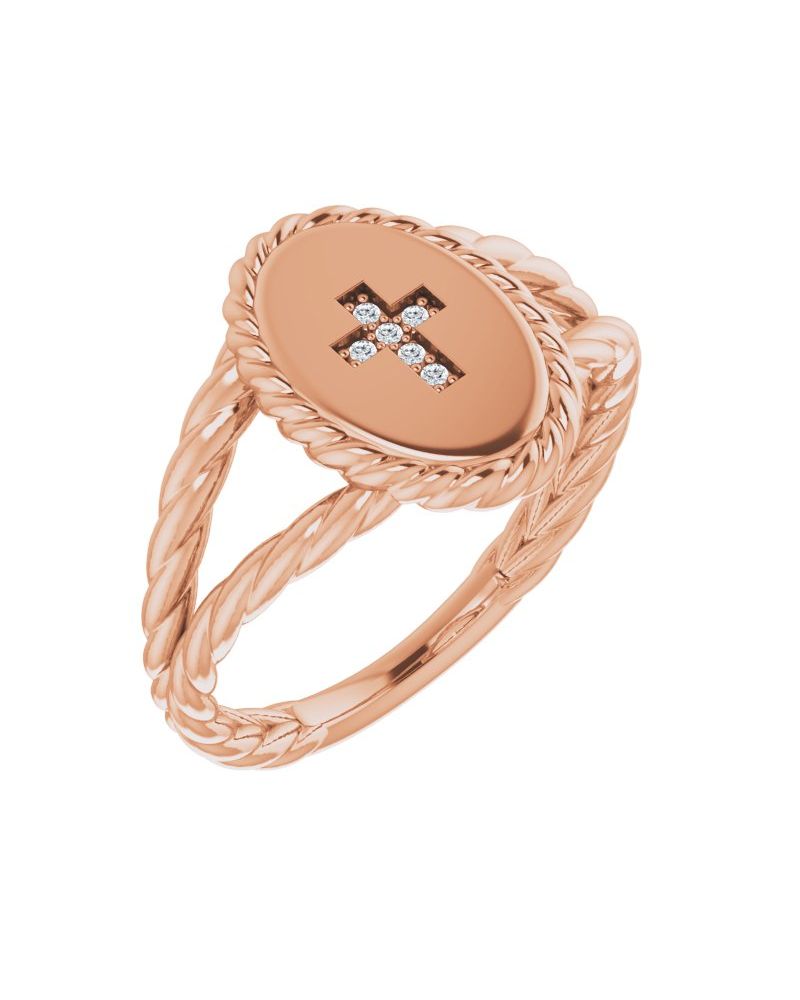 Anel Cruz em Ouro 14k com Diamantes Naturais – Modelo 2