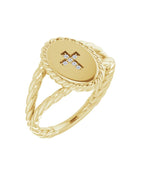 Anel Cruz em Ouro 14k com Diamantes Naturais – Modelo 2