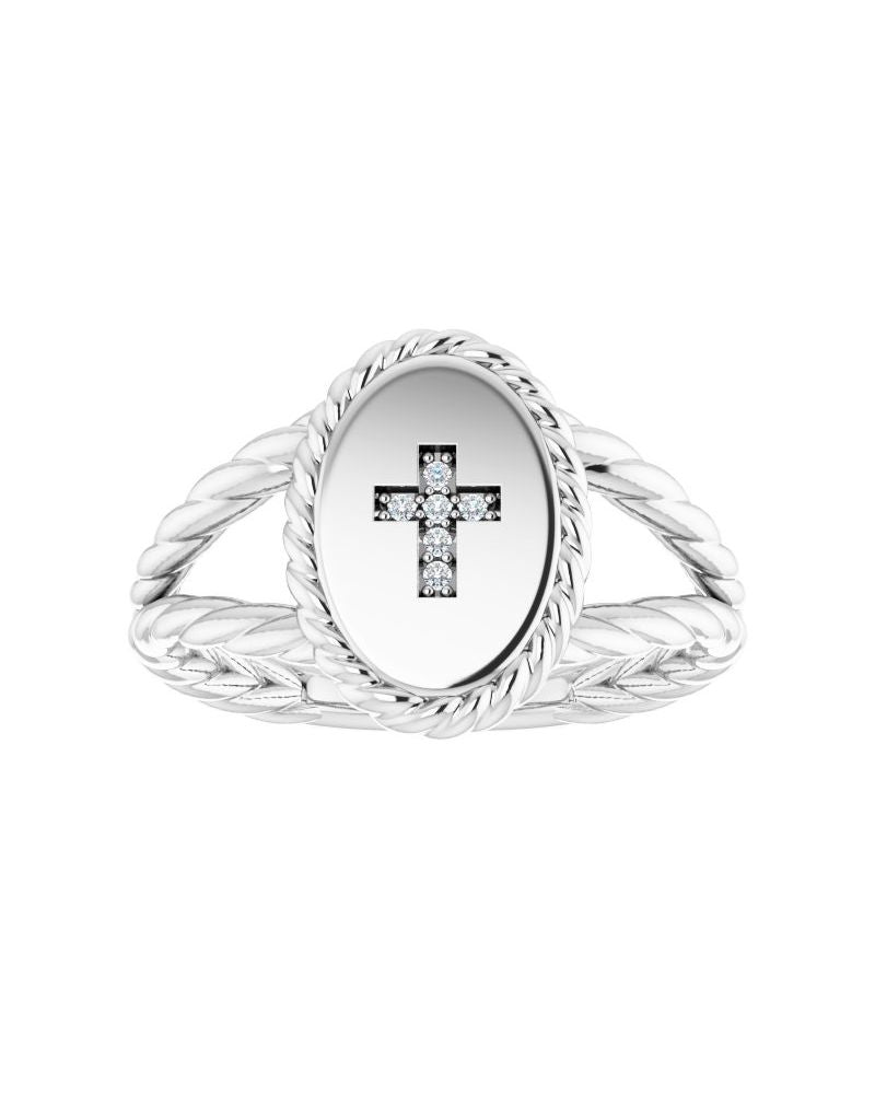 Anel Cruz em Ouro 14k com Diamantes Naturais – Modelo 2
