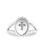 Anel Cruz em Ouro 14k com Diamantes Naturais – Modelo 2