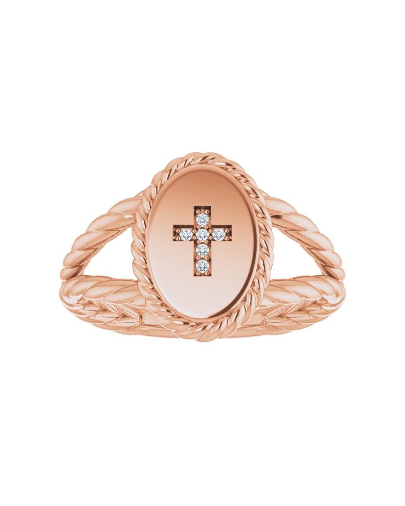 Anel Cruz em Ouro 14k com Diamantes Naturais – Modelo 2