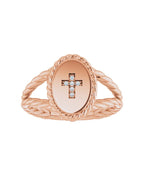 Anel Cruz em Ouro 14k com Diamantes Naturais – Modelo 2